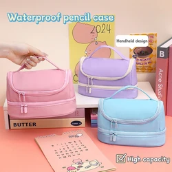 Estuche escolar impermeable grande color macarrón para niños