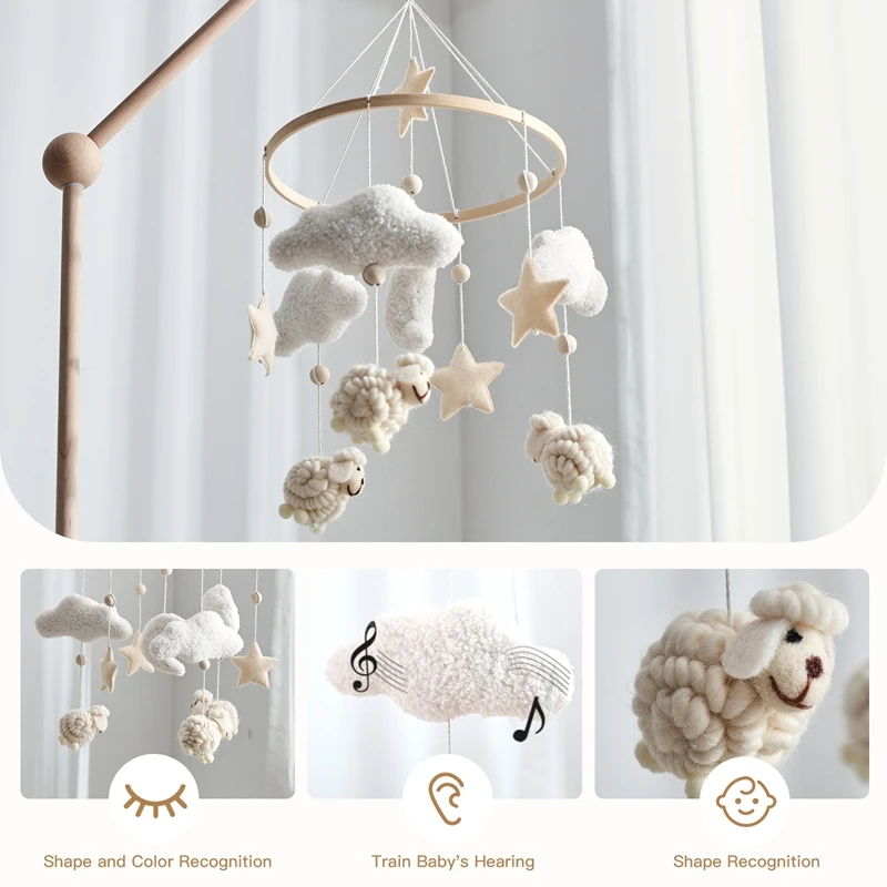 Alpaca Montessori redonda – Juego de emparejar con colgante nube - imagen 2