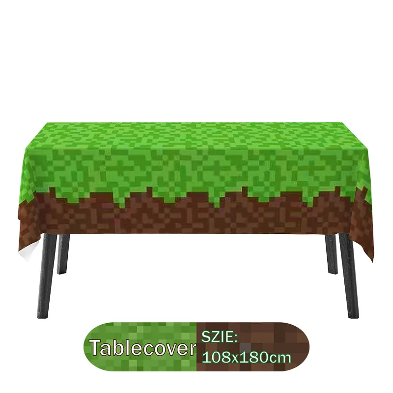 Mantel de hierba temática Pixel Miner – Decoración fiesta infantil
