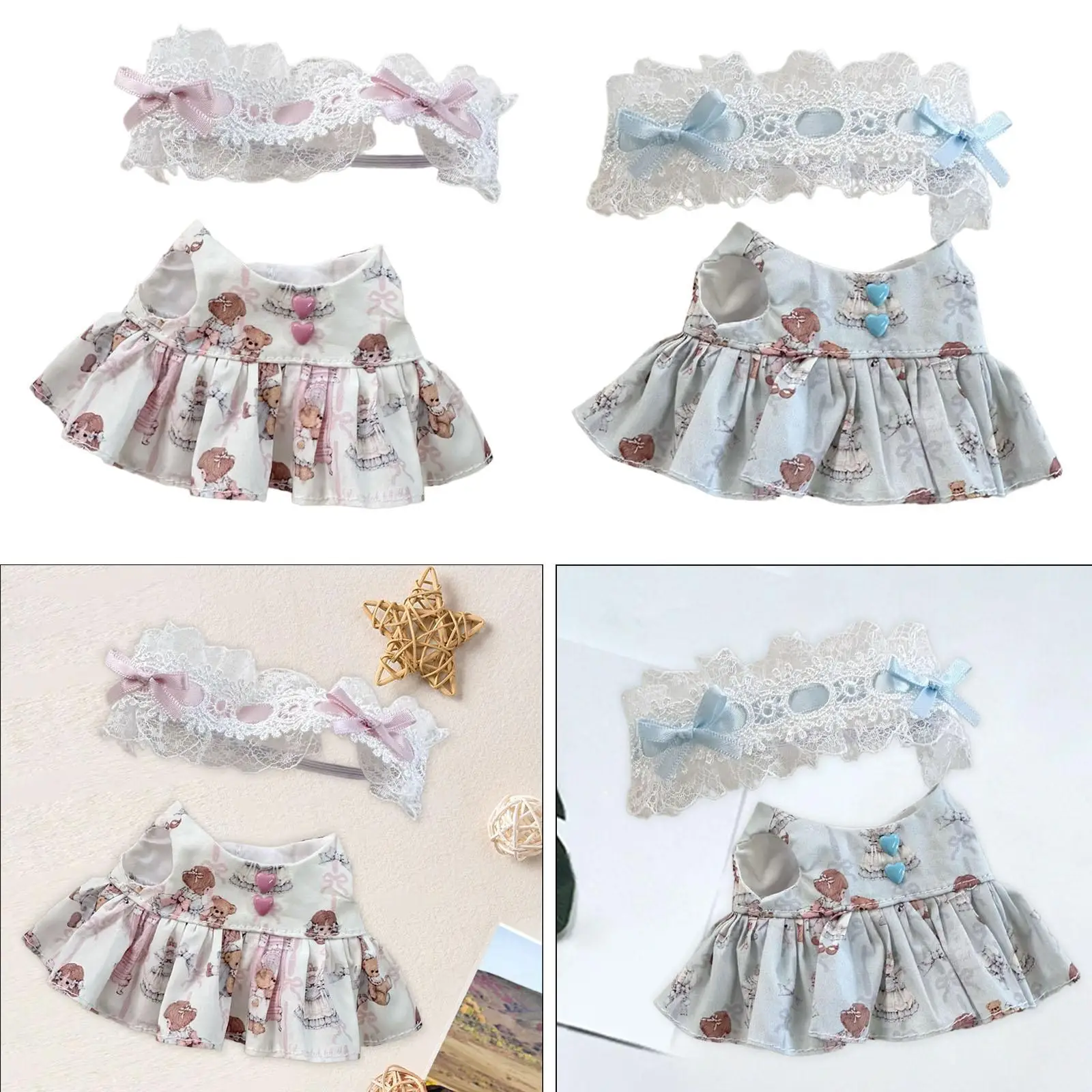 Plush Figure Clothing Costume Accessory, Costumes Fashion, Doll Dress and Hair Accessories Suit, for 6.69inch 5.91inch