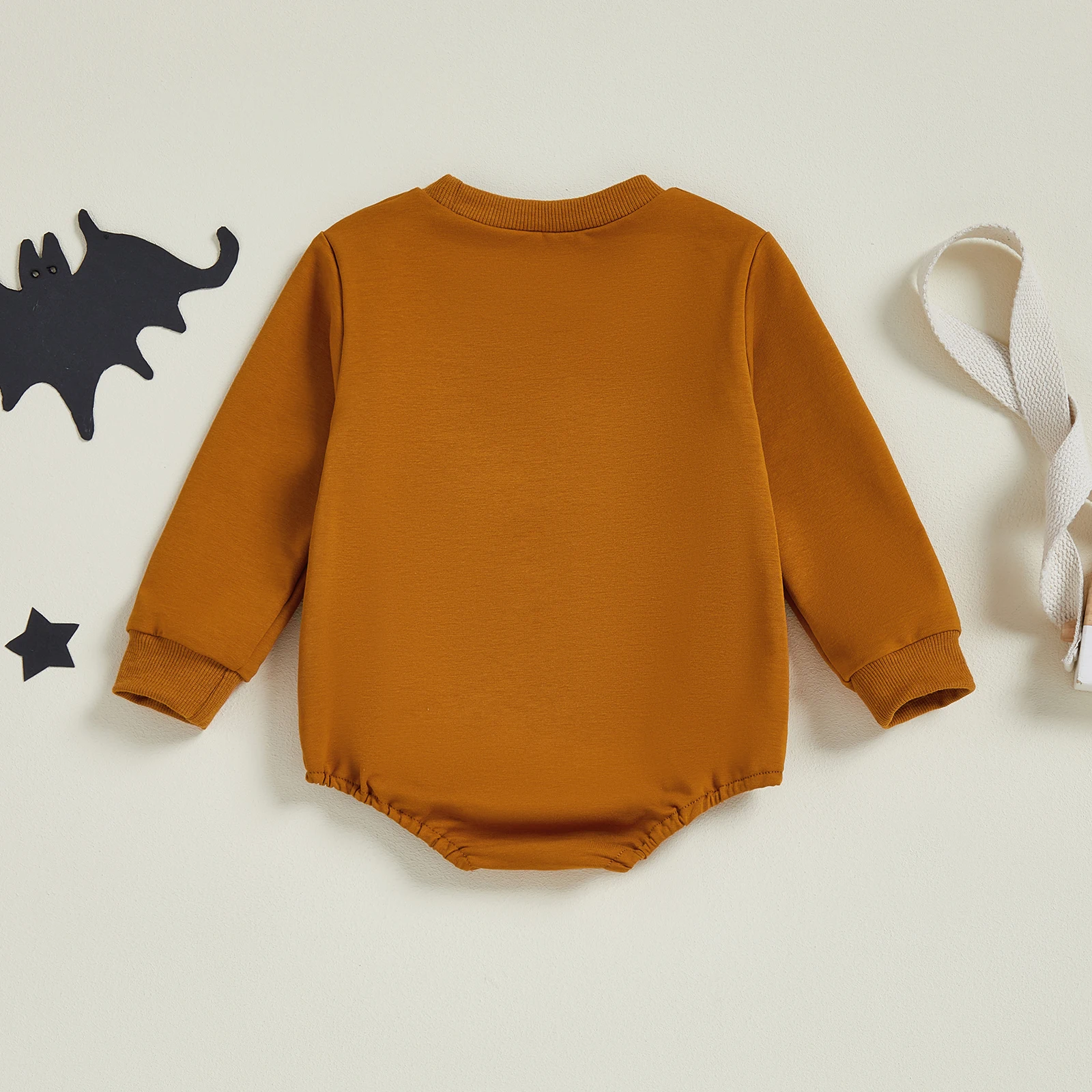Pelele de Halloween para bebé de 0 a 18 meses, sudadera de manga larga con cuello redondo y letras de calabaza, mono, ropa bonita de otoño - imagen 3
