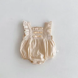 MILANCEL Body verano para niña con encaje y manga voladora