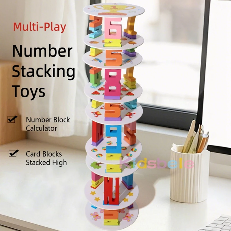 Juguete apilable de torre de números Montessori para niños pequeños, aprendizaje temprano de matemáticas, contar, equilibrio y coordinación mano-ojo - imagen 4