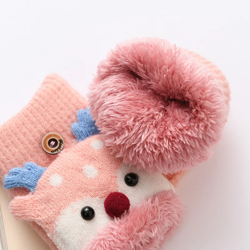 Guantes de forro polar con tapa abatible para niños – Estampado renos - imagen 2