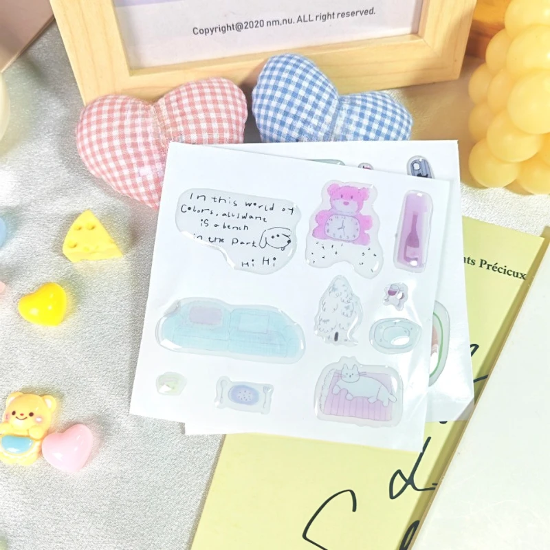 Pegatinas de oso coreano 3D de gel para decorar ordenador y móvil