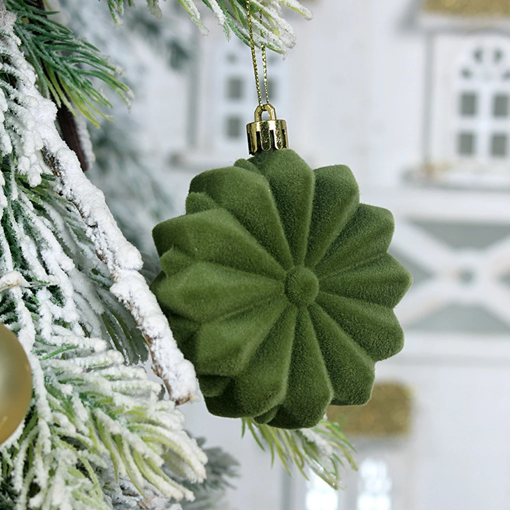 48 Uds. Adornos de bolas de Navidad de franela flocados decoración de fiesta de árbol de Navidad esferas de Navidad colgante bola de Navidad - imagen 4