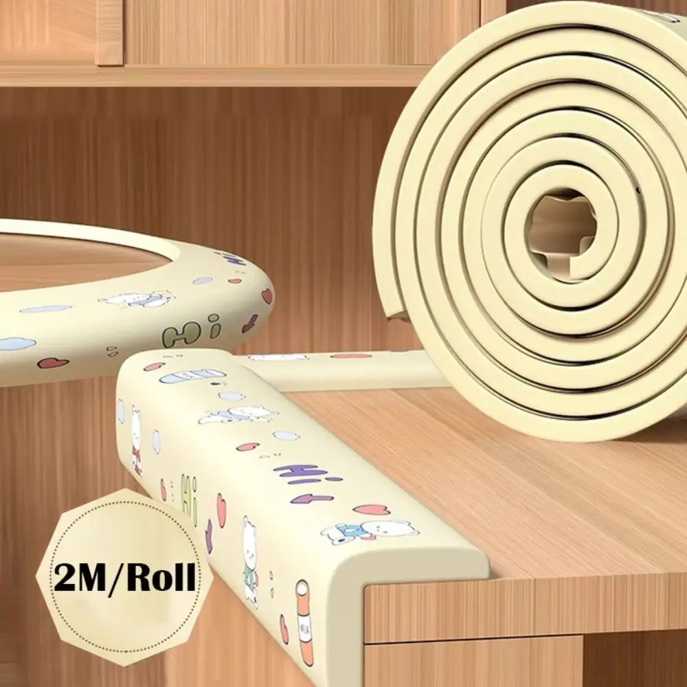 Cojín anticolisión para niños, tira protectora de borde de escritorio de 2m, Protector de esquina de pared de seguridad para bebés, parachoques de espuma autoadhesivo grueso