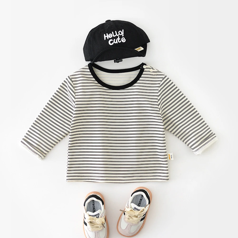 MILANCEL, nueva camiseta interior de primavera para bebés de 0 a 3T, camisa de fondo a rayas para niños pequeños, Tops de estilo fino para niñas pequeñas - imagen 3
