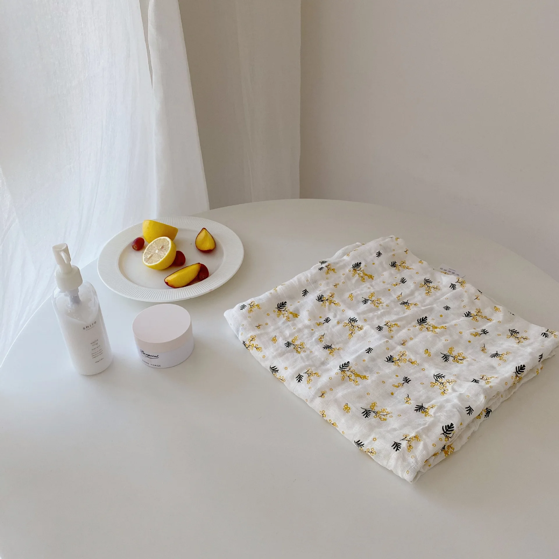 Manta envolvente de muselina de fibra de bambú con estampado de trébol para bebé recién nacido, manta de verano para bebé, manta de cubierta de cesta Moisés - imagen 4