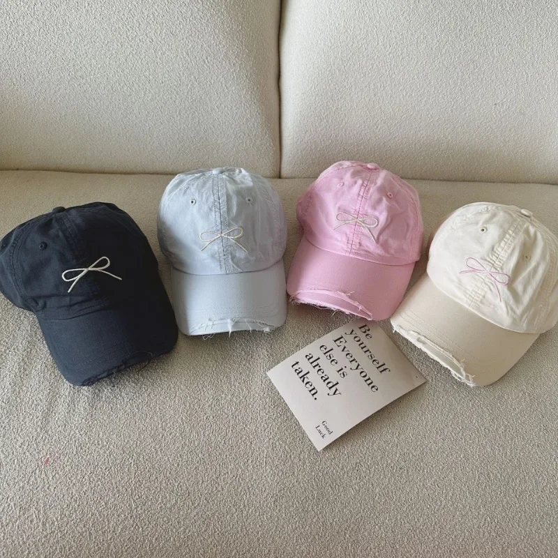 Bonita gorra de béisbol con lazo de Jacquard para niños y niñas, Color gelatina, sombrilla a la moda, gorra de pico, gorra a la moda para primavera y verano