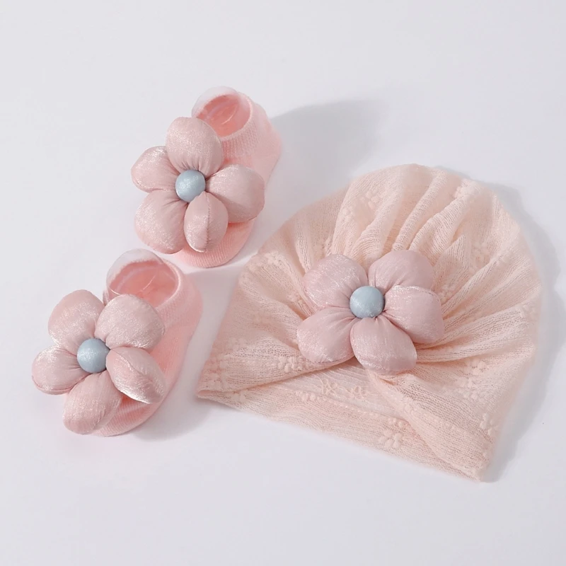 Gorros hospital algodón transpirable M76C, gorro para bebé recién nacido, gorro suave y ligero, calcetines para niñas 0 - imagen 5