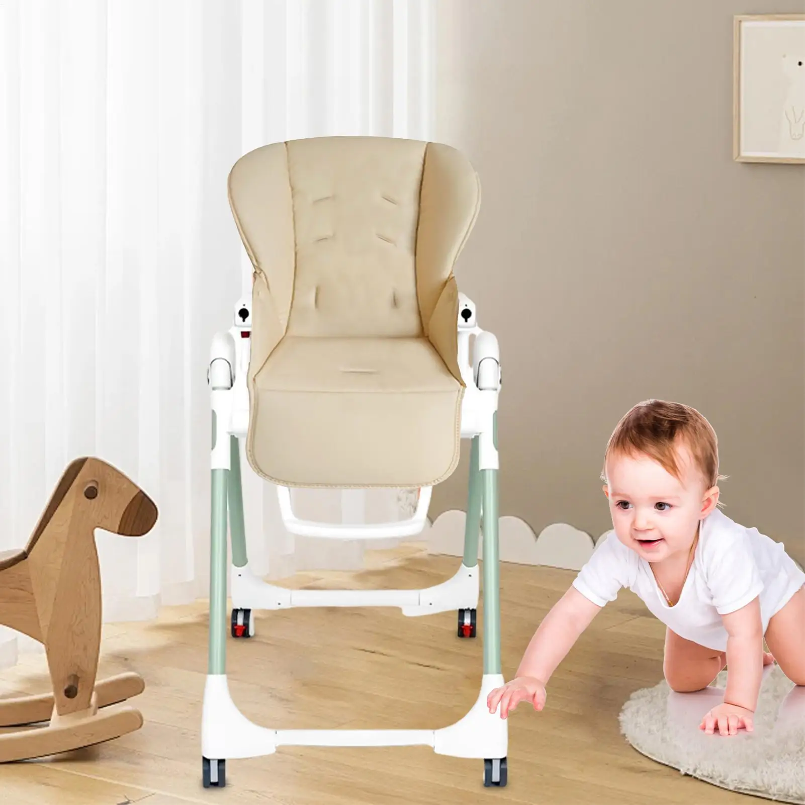 Funda protectora silla alta bebé cojín acolchado PU - imagen 2