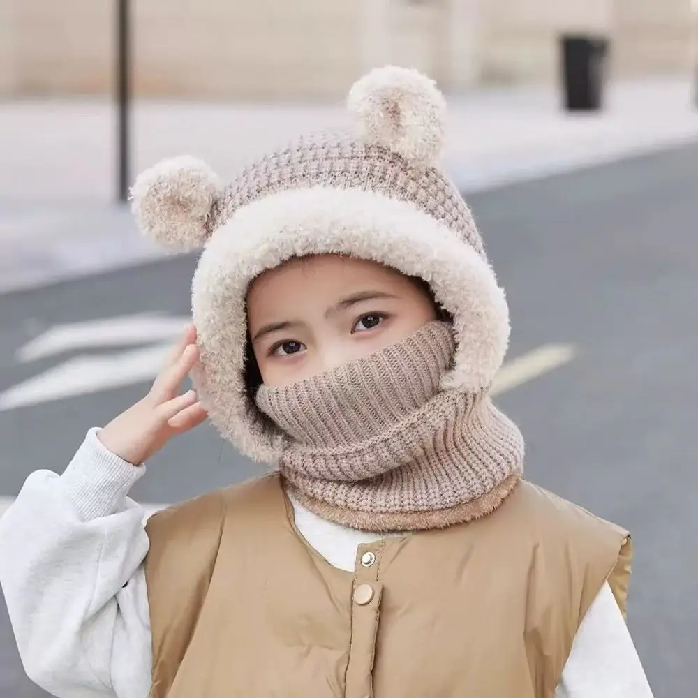 Gorro infantil de lana con orejeras y capucha suave - imagen 2