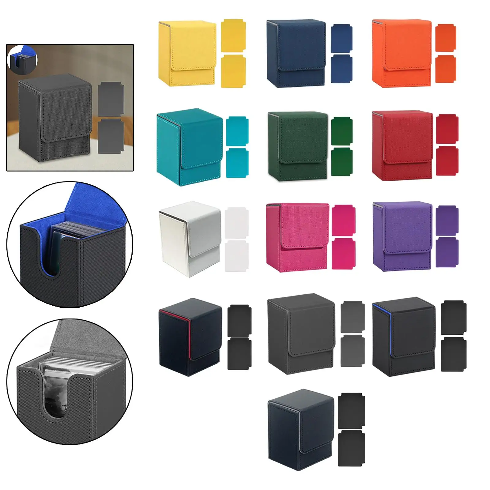 Card Deck Box Container Trading Cards Case Display PU Leather Card Organizer