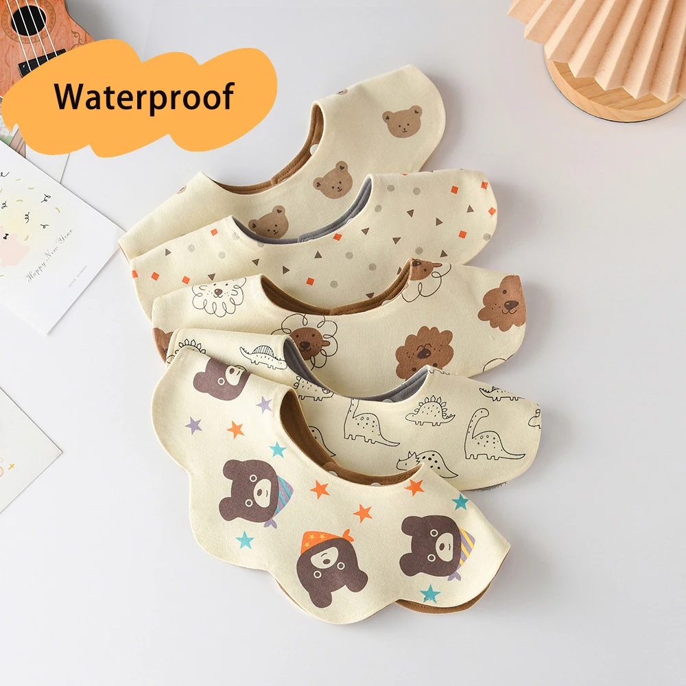 Nuevo babero impermeable de dos caras utilizable para alimentación de bebé, babero para bebés, toalla de Saliva con pétalos ondulados, paño suave para eructar para niños pequeños, Baberos - imagen 5