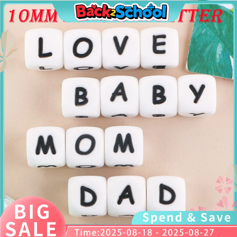 Venta al por mayor, 10MM, 50/100/200/500/1000 Uds., cuentas de letras de silicona del alfabeto para hacer accesorios de cadena de chupete personalizados, juguete para bebé - imagen 5