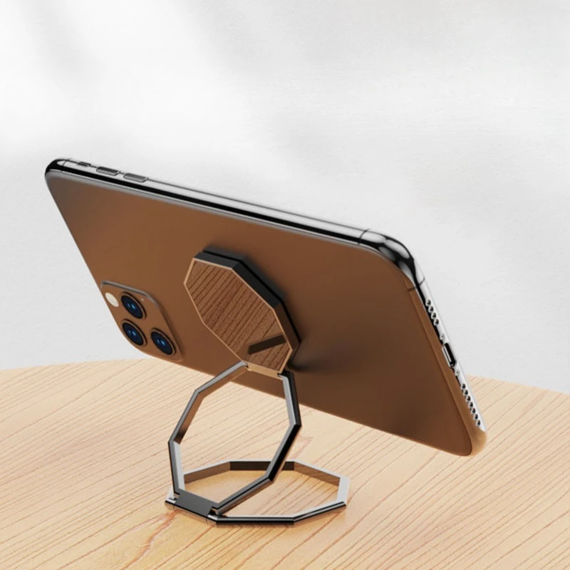 360 °   Soporte plegable giratorio para teléfono móvil, soporte de anillo ultrafino para teléfono, soporte de Metal hexagonal de escritorio portátil multiángulo - imagen 3