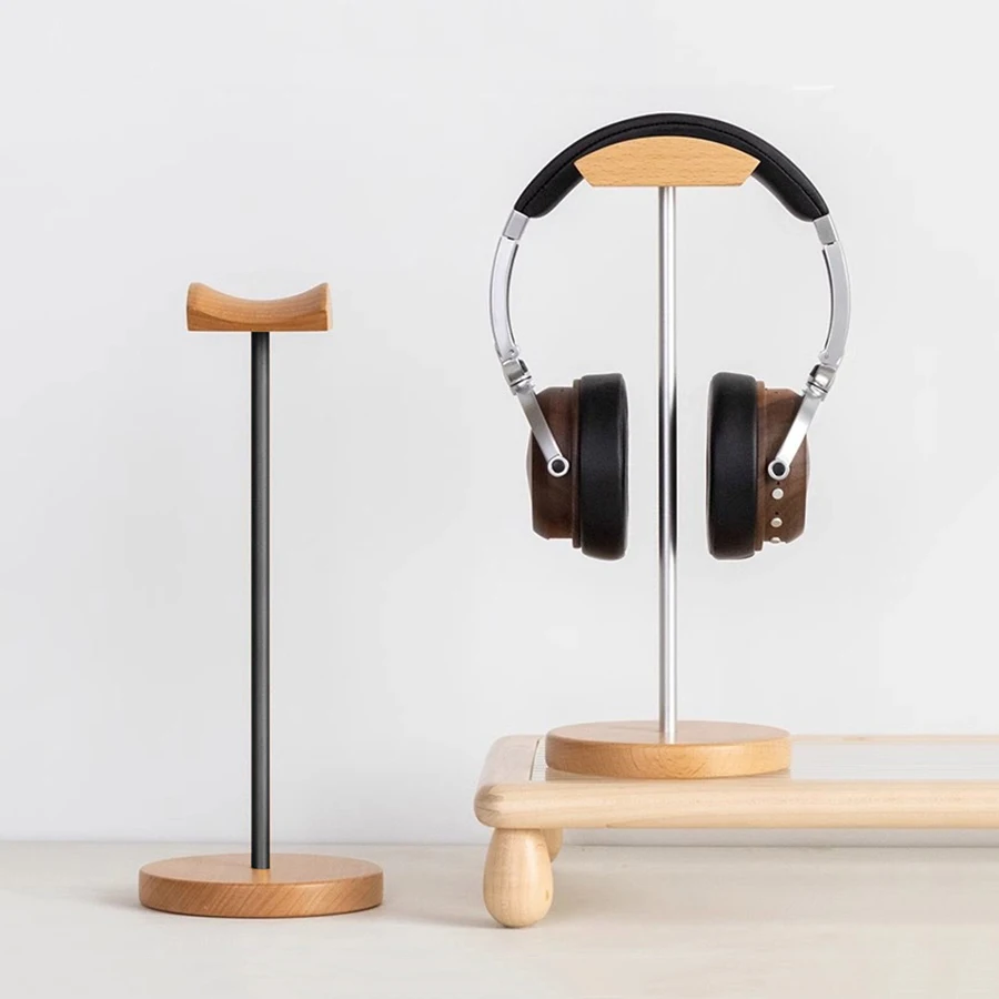 Soporte de madera para auriculares, soporte para auriculares para juegos de nogal natural con Base de Metal sólido para exhibición de mesa y escritorio - imagen 5