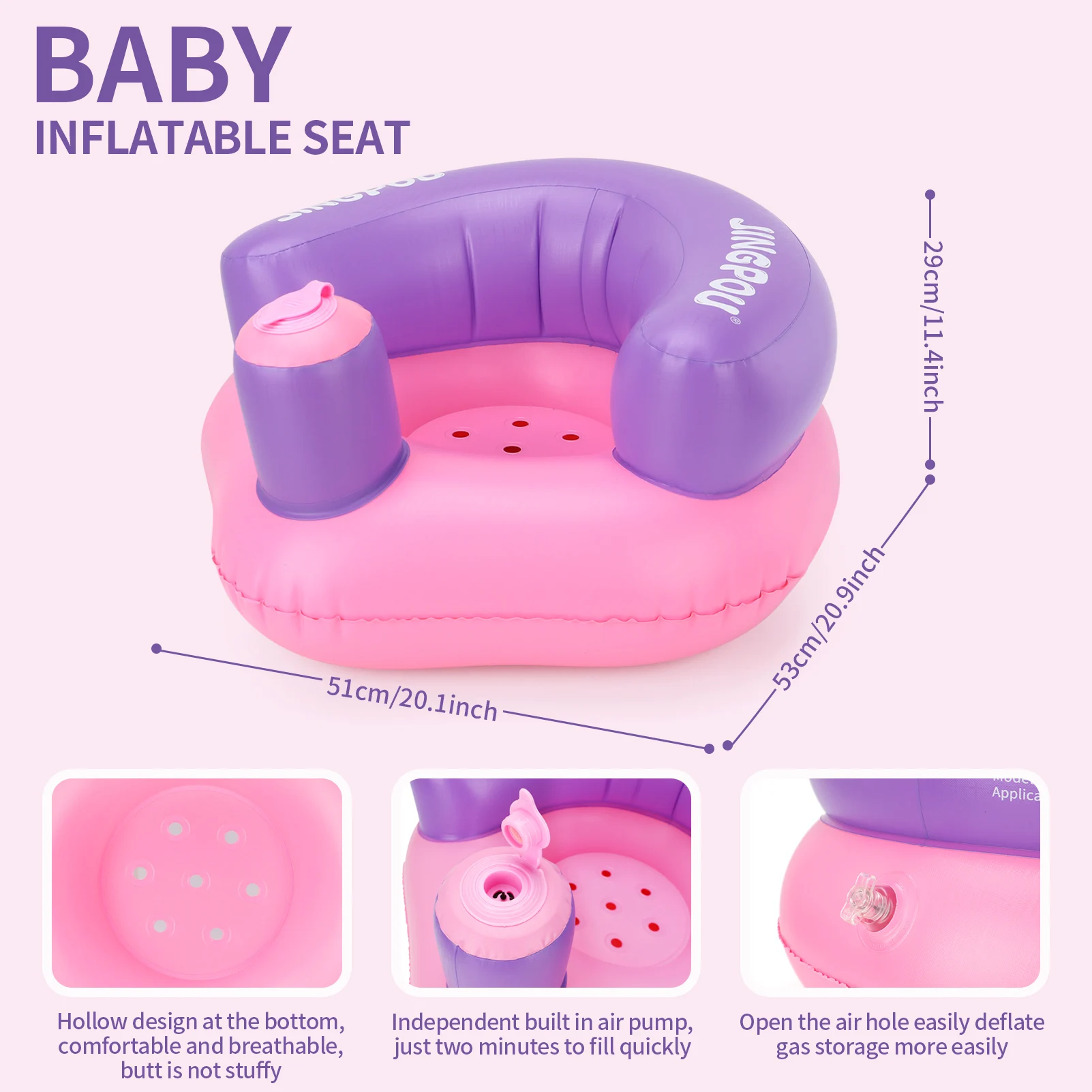 Swimbobo-sofá inflable portátil multifuncional para niños, sillas para bebé, baño, ducha, taburete de aprendizaje para comer, silla de Pvc - imagen 3