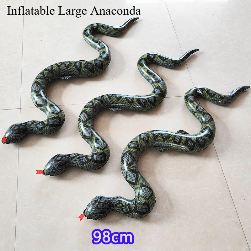 Divertidos accesorios de broma aterradores para Halloween, juguete inflable de pitón dorado, serpiente falsa, fiesta, casa fantasma, patio, decoraciones de terror inflables