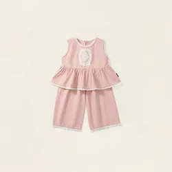 Conjunto verano niña con encaje suave y top sin mangas