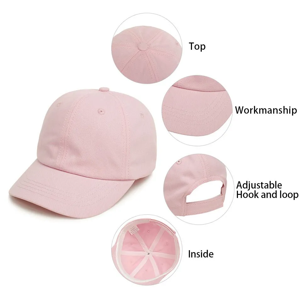 Gorras de béisbol para bebé y niña, sombrero para el sol de bajo perfil, para correr, accesorios de ropa, color rosa, negro, blanco y gris - imagen 5