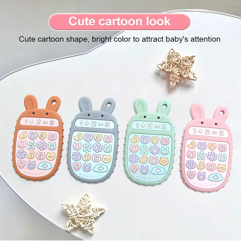 Mordedor de teléfono de silicona para bebé, juguetes sensoriales educativos tempranos, sin BPA, forma de Control remoto, grado alimenticio, regalos para niños, 1 unidad - imagen 4