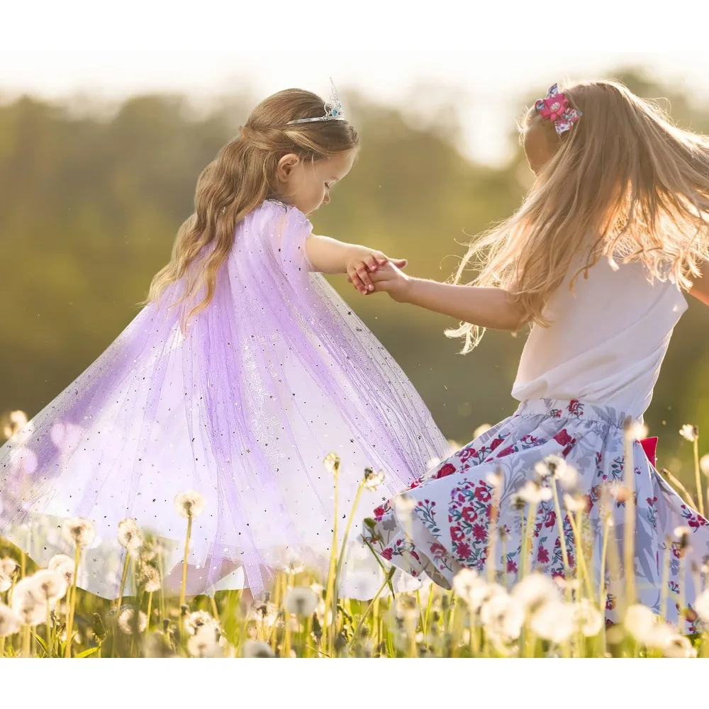 Capa de princesa con varita y corona vestido arcoíris para cumpleaños - imagen 5
