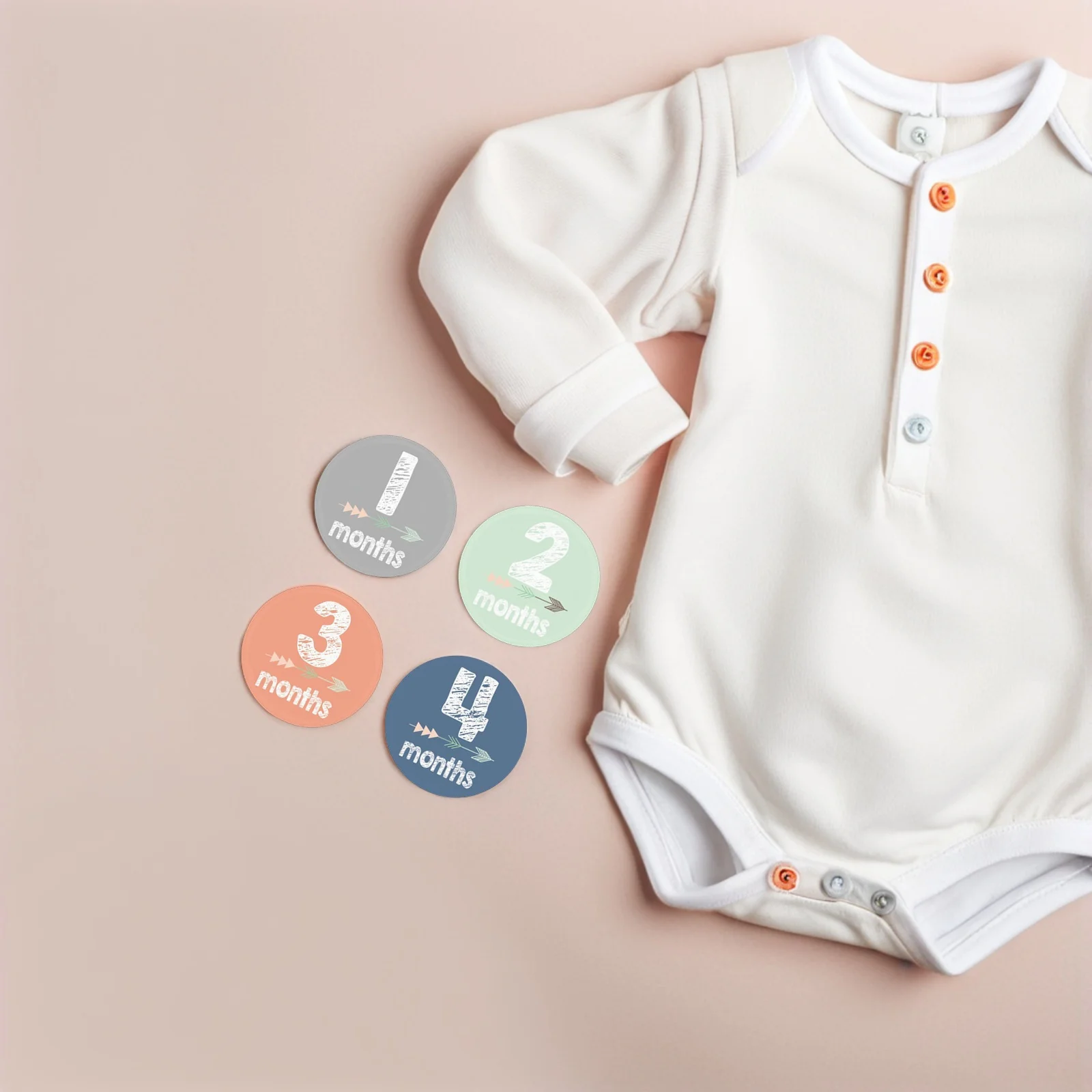 12 Uds. De pegatinas mensuales para bebés, pegatinas adhesivas a presión para hitos de recién nacidos, álbum de fotos para bebés, seguimiento del crecimiento, memoria infantil - imagen 4