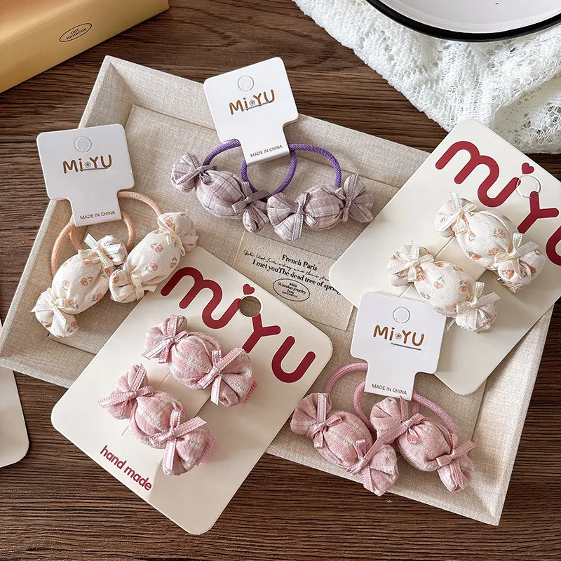 2 unids/set de horquillas de caramelo para niños, pinzas para el cabello a cuadros de tela para niñas, pasadores bonitos, flequillo, Clip LATERAL, horquilla, accesorios para el cabello - imagen 2