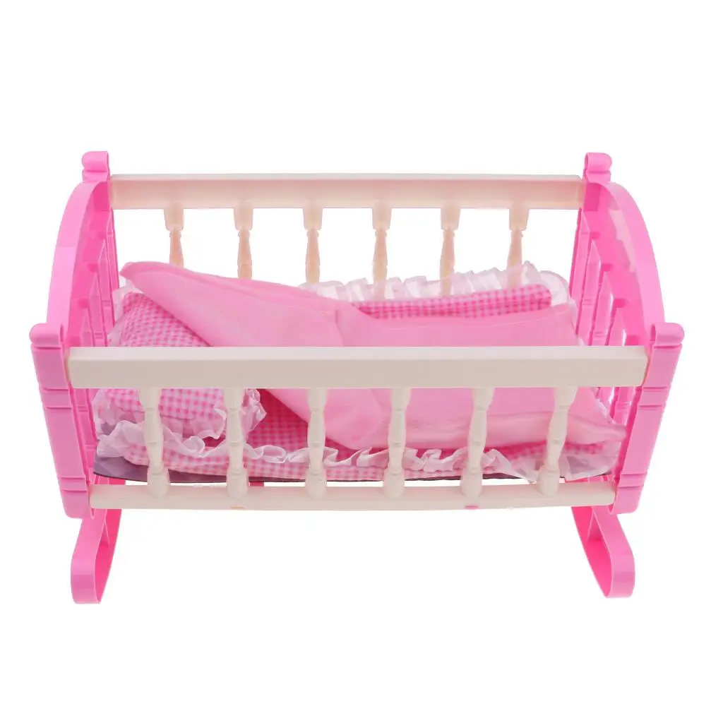  Crib Bed Model Simulation Furniture Model for inch Doll Kids Pretend Play Toy