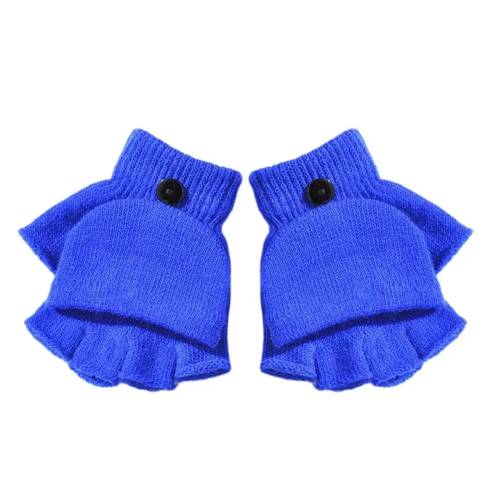 Guantes de punto gruesos para niños de 5 a 11 años, además de guantes cálidos de terciopelo para invierno, guantes sin dedos con dibujos animados abiertos para bebés y niños - imagen 4