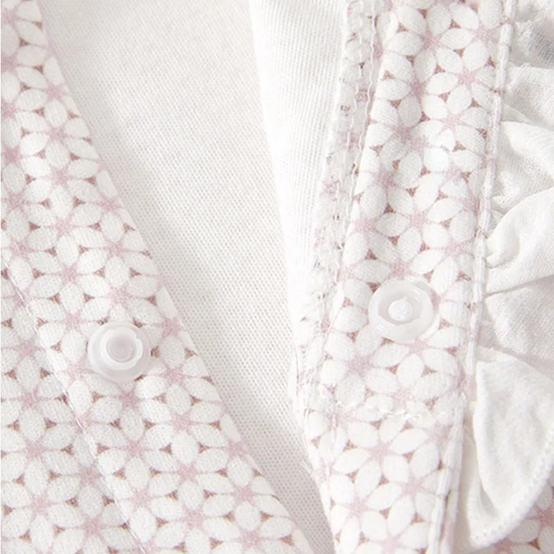 Primavera otoño ropa para niñas recién nacidas moda coreana lindas flores arco manga larga cuello Peter Pan monos mameluco cosas para bebés B283 - imagen 4