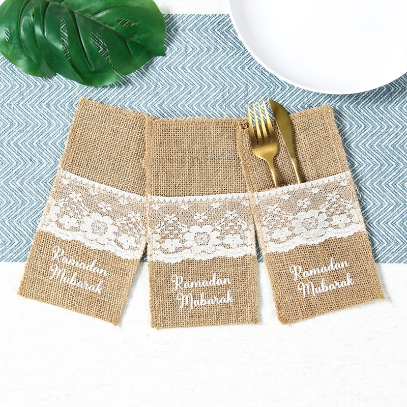 Bolsa de cubiertos decorativa de Ramadán, decoración EID Mubarak 2026 para el hogar, bolsa de cubiertos, Ramadán Kareem, fiesta musulmana islámica, regalos Eid Al Adha - imagen 4