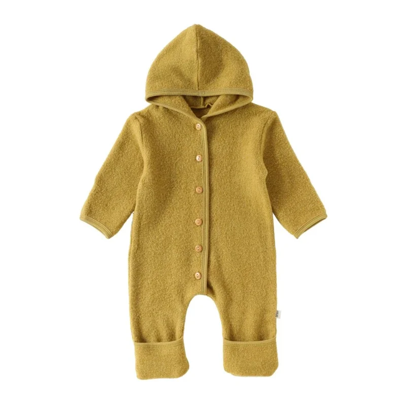 Mono unisex con capucha suave para bebé para invierno, niños y niñas, color sólido, prendas de vestir cálidas cubiertas con manos y pies, mameluco para Navidad - imagen 2