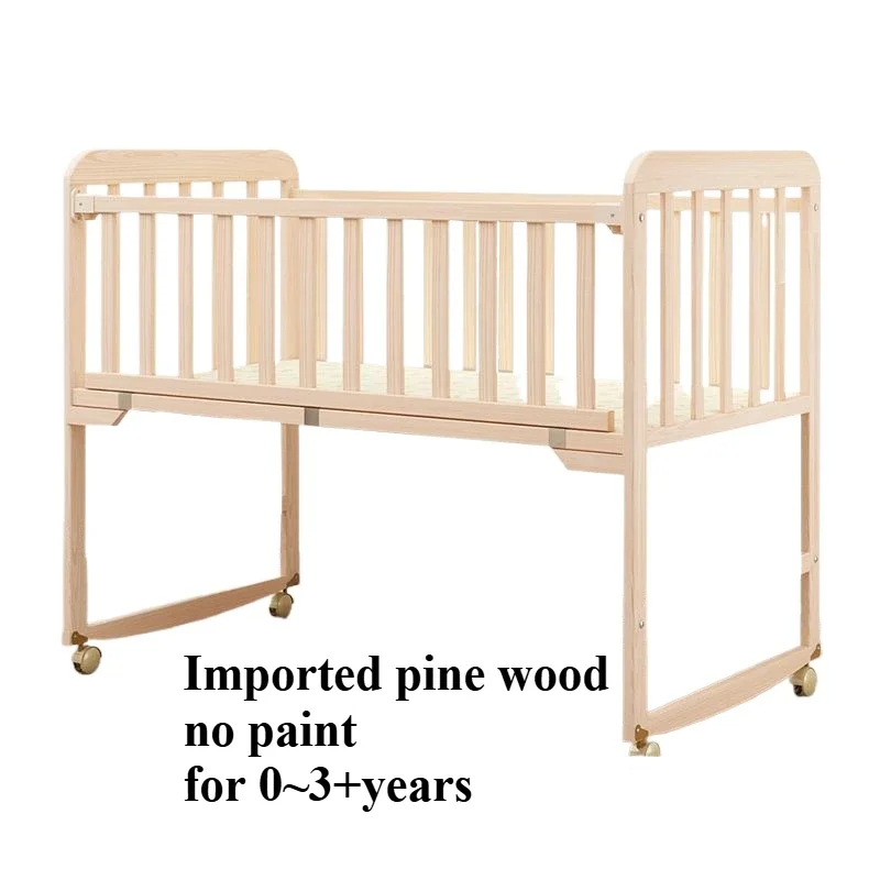 Cuna 4 en 1, cama grande de madera maciza con empalme, cuna móvil para bebé bb, cuna multifuncional para niños recién nacidos, PVC de calidad alimentaria