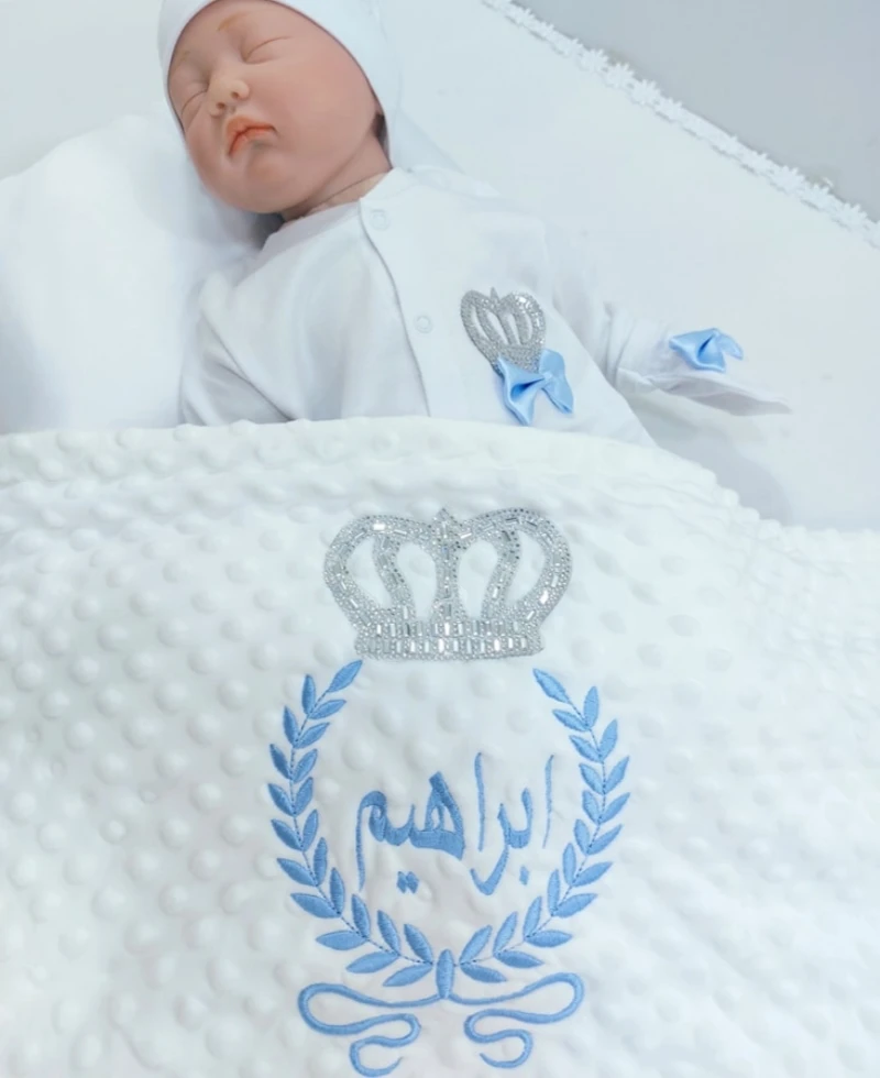 Dollbling, 3 uds., además de trajes con alas de manta, conjunto de regalo de madera dulce bordado con cualquier nombre, pijama para bebé, sombrero, vestido Ceremonial de bienvenida a casa - imagen 4