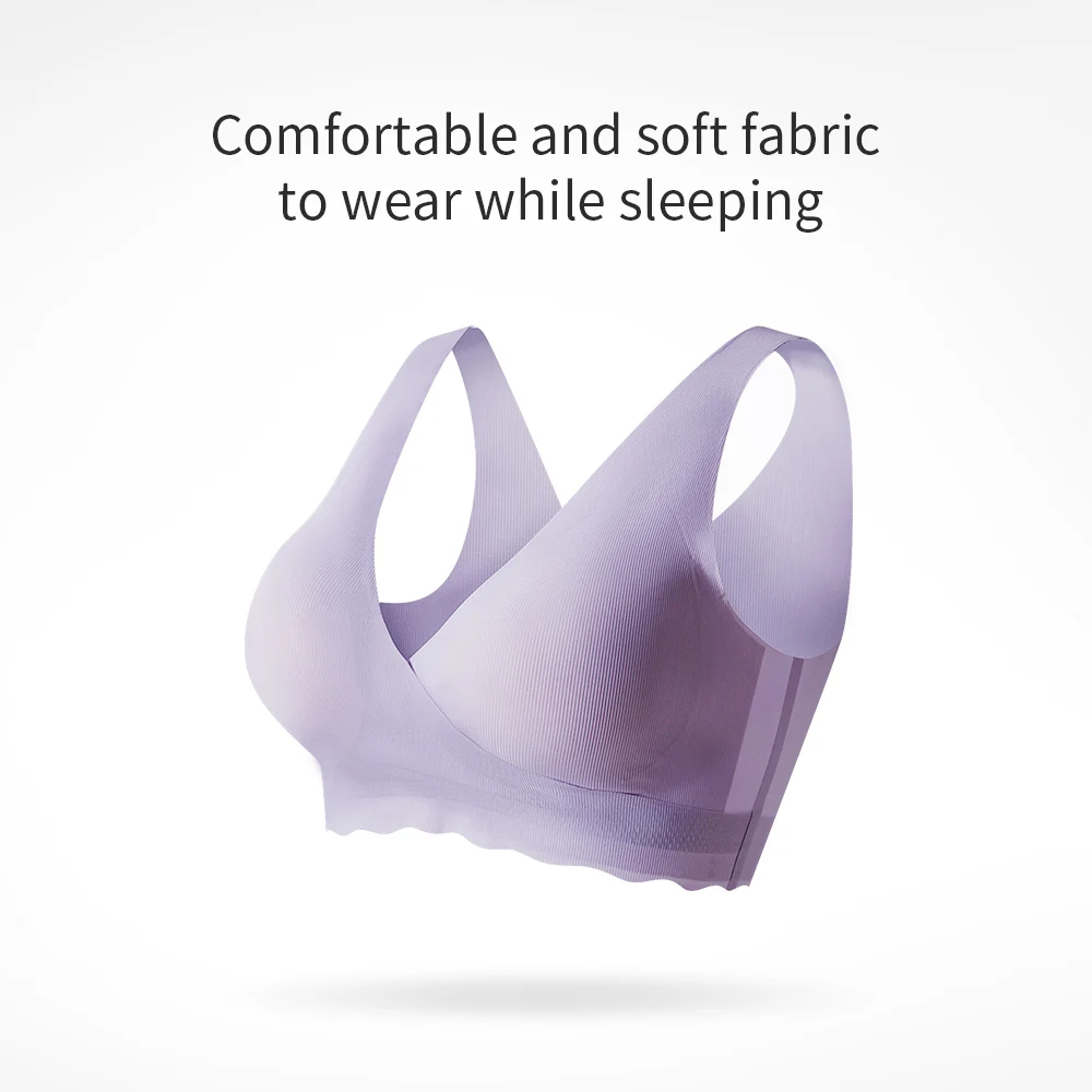 Sunveno-sujetadores de maternidad para lactancia, sostén sin aros, sin costuras, cómodo, con cuello en V profundo, ligero y delgado - imagen 2