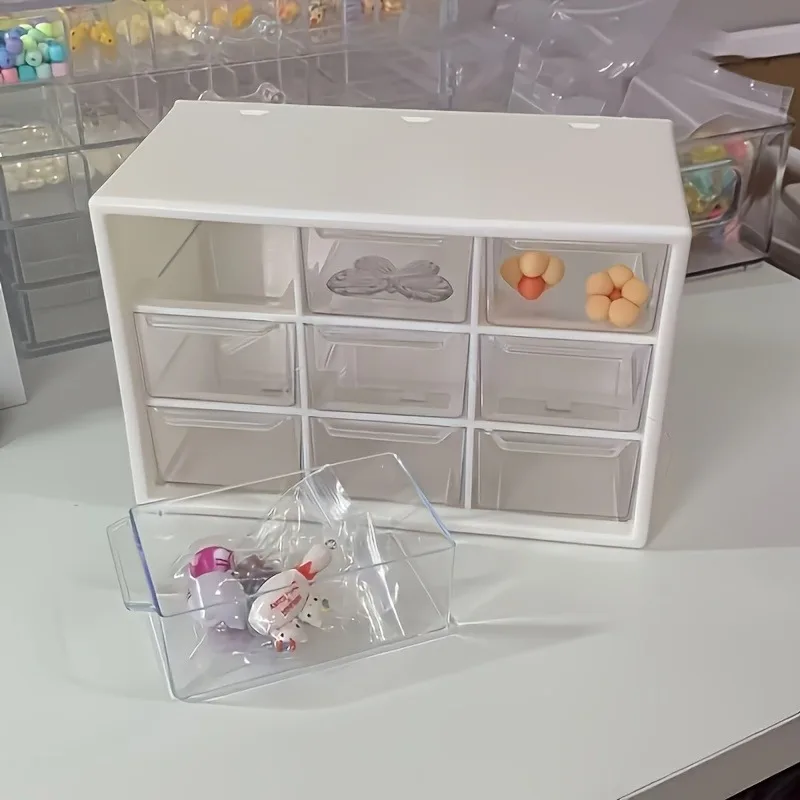 Mini caja de almacenamiento con cajón transparente, adecuada para cuentas, cosméticos y más – Organizador de escritorio con múltiples compartimentos - imagen 5