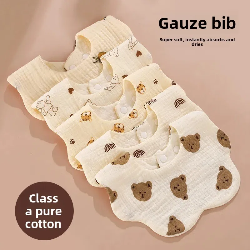 Toalla de saliva para bebé, babero para recién nacido de cuatro capas de algodón puro, toalla triangular de leche antiescupir, babero fino de pétalos para bebé de primavera y verano - imagen 2