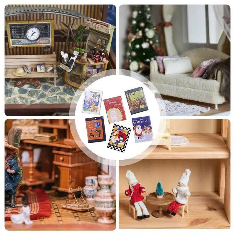Diario de muñecas pequeñas, modelo de diario en miniatura, libros pequeños para muñecas, decoración del hogar, adorno de paisaje, muebles para el hogar, novedad, 6X - imagen 4