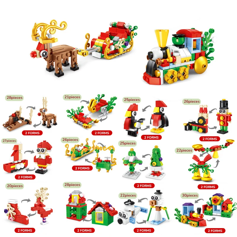 Bloques de construcción de Navidad, Papá Noel, muñeco de nieve, alce, árbol, Micro rompecabezas de ladrillo, modelo de ensamblaje, decoración del hogar, regalo de fiesta, juguete para niños - imagen 5