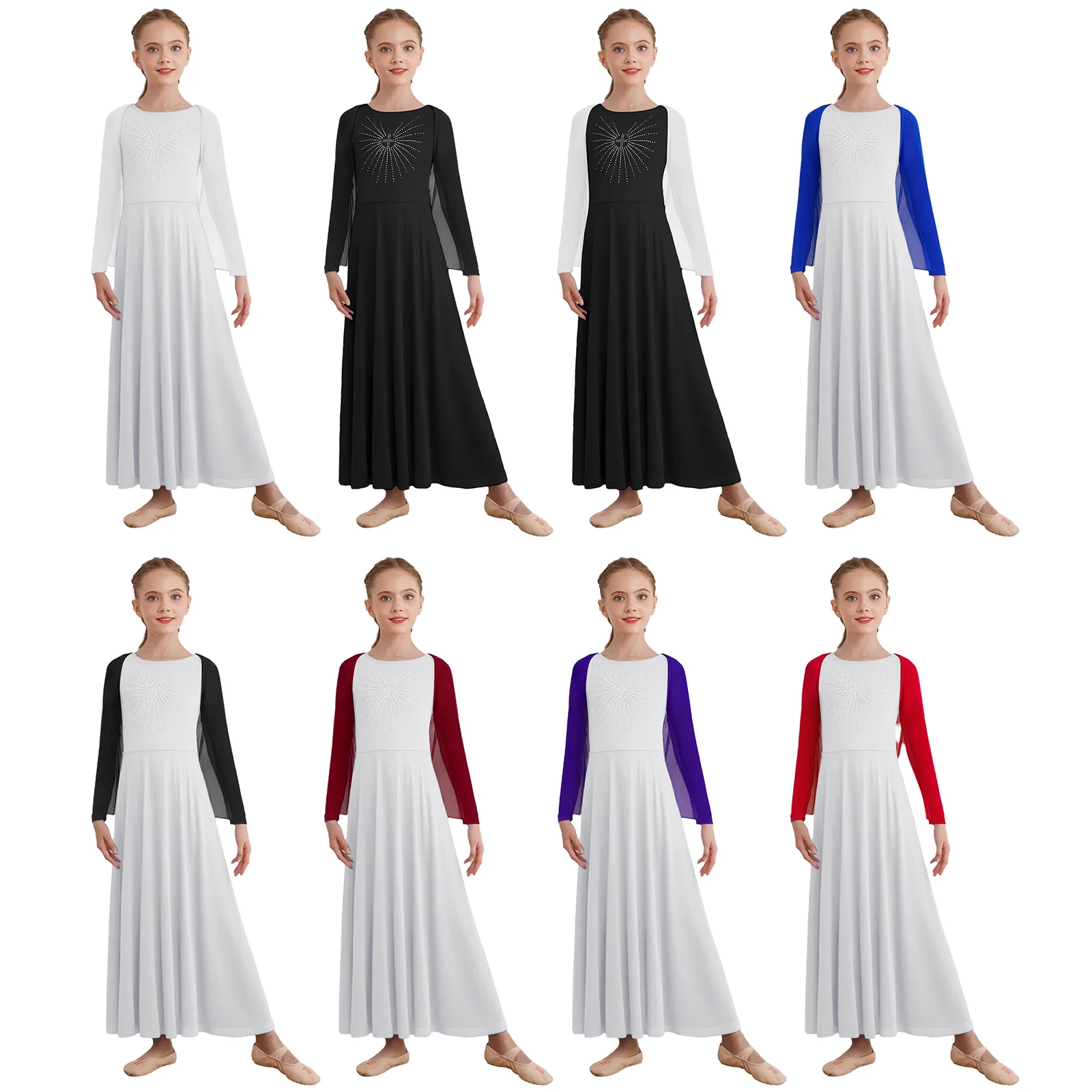 Vestido de coro infantil con pedrería y chal de ángel - imagen 5