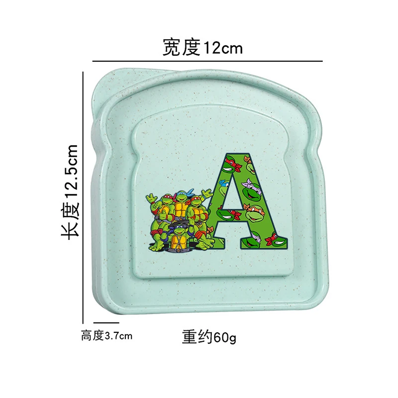 Caja de almacenamiento con dibujos de tortugas Ninja para niños, caja de almuerzo tipo sándwich, caja de almacenamiento de alimentos con letras, caja de almuerzo, regalos de cumpleaños bonitos para niños - imagen 2