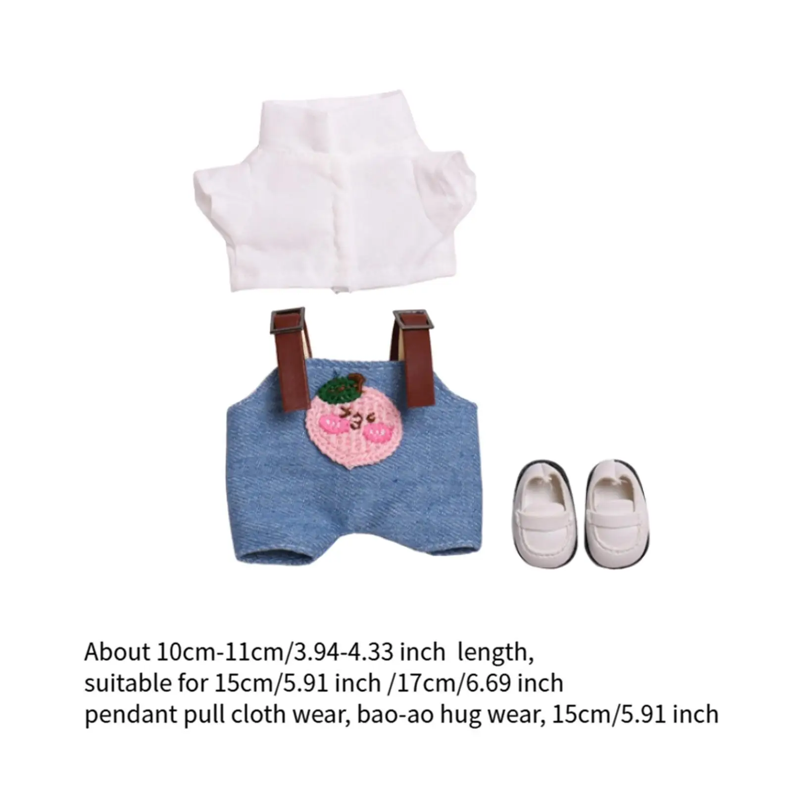 15cm 17cm Doll Apparel for Plush Figures, Outfit Set with Footwear
