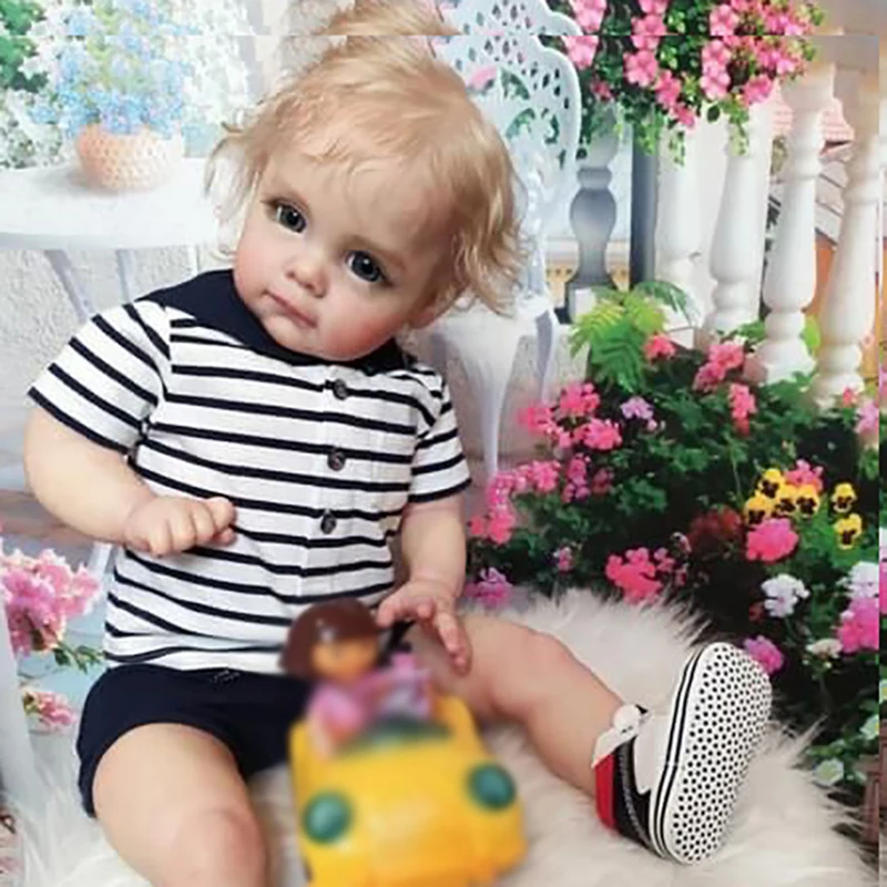 NPK-pelo rubio de alta calidad para niño recién nacido, 60CM, hecho a mano - imagen 5