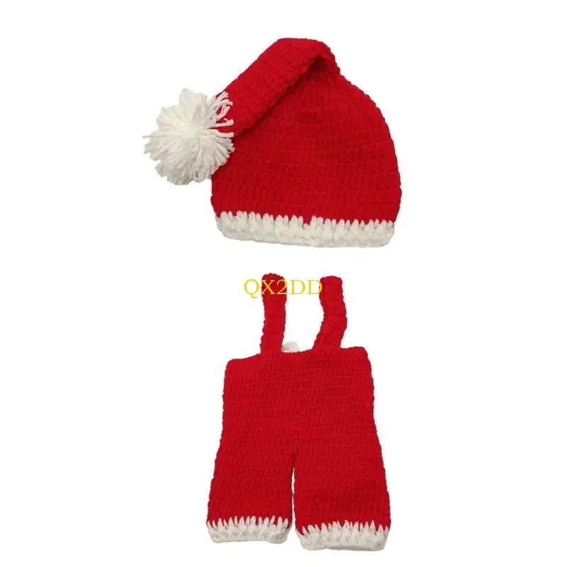 QX2D Conjunto fotos navideñas para recién nacidos, traje fotográfico navideño para bebés, accesorios para sesión fotos - imagen 4