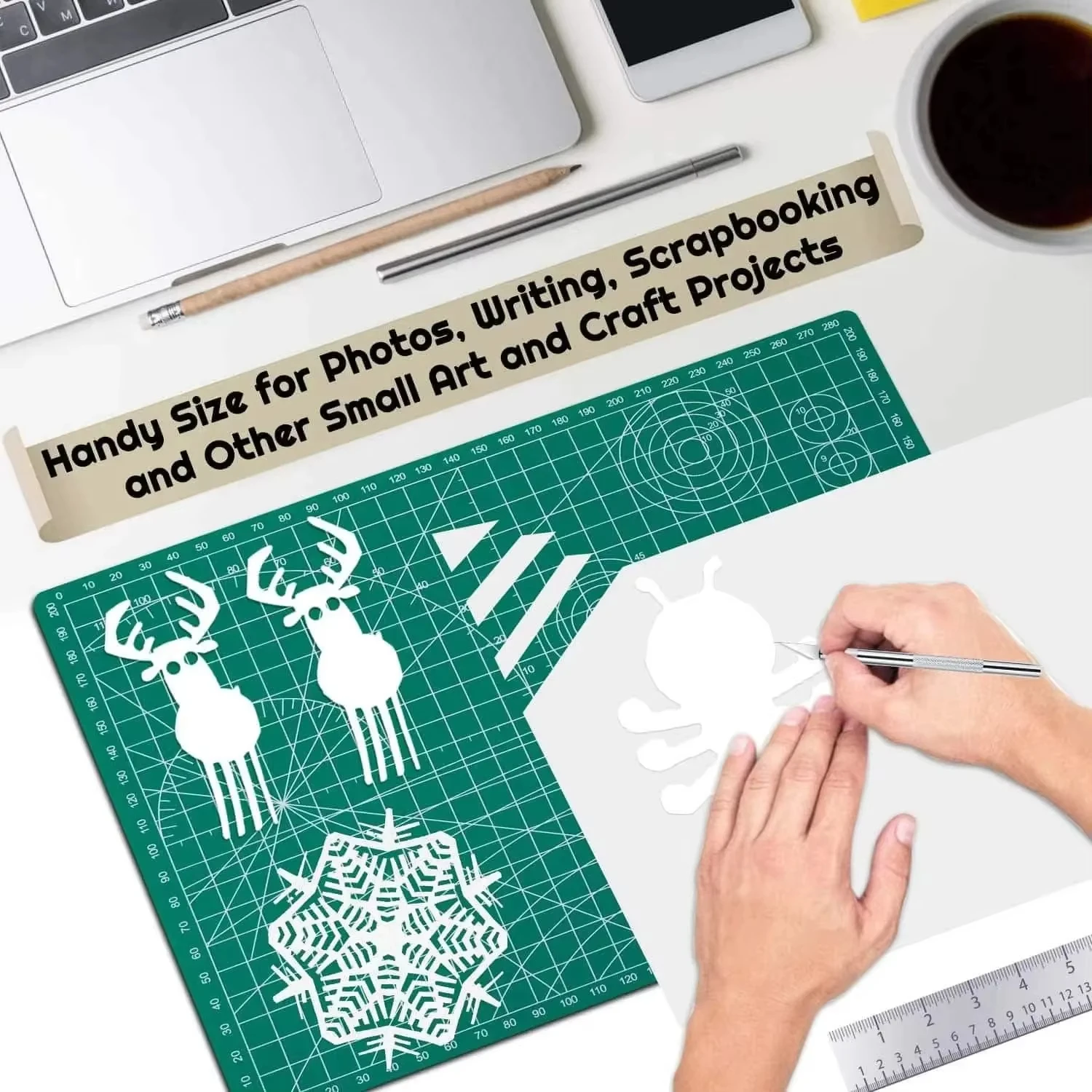 Tapete de corte de PVC A3, tablero autocurativo de doble cara, conjunto de herramientas de retales, Kit de raqueta de cuchillo de corte de artista artesanal Manual DIY - imagen 5