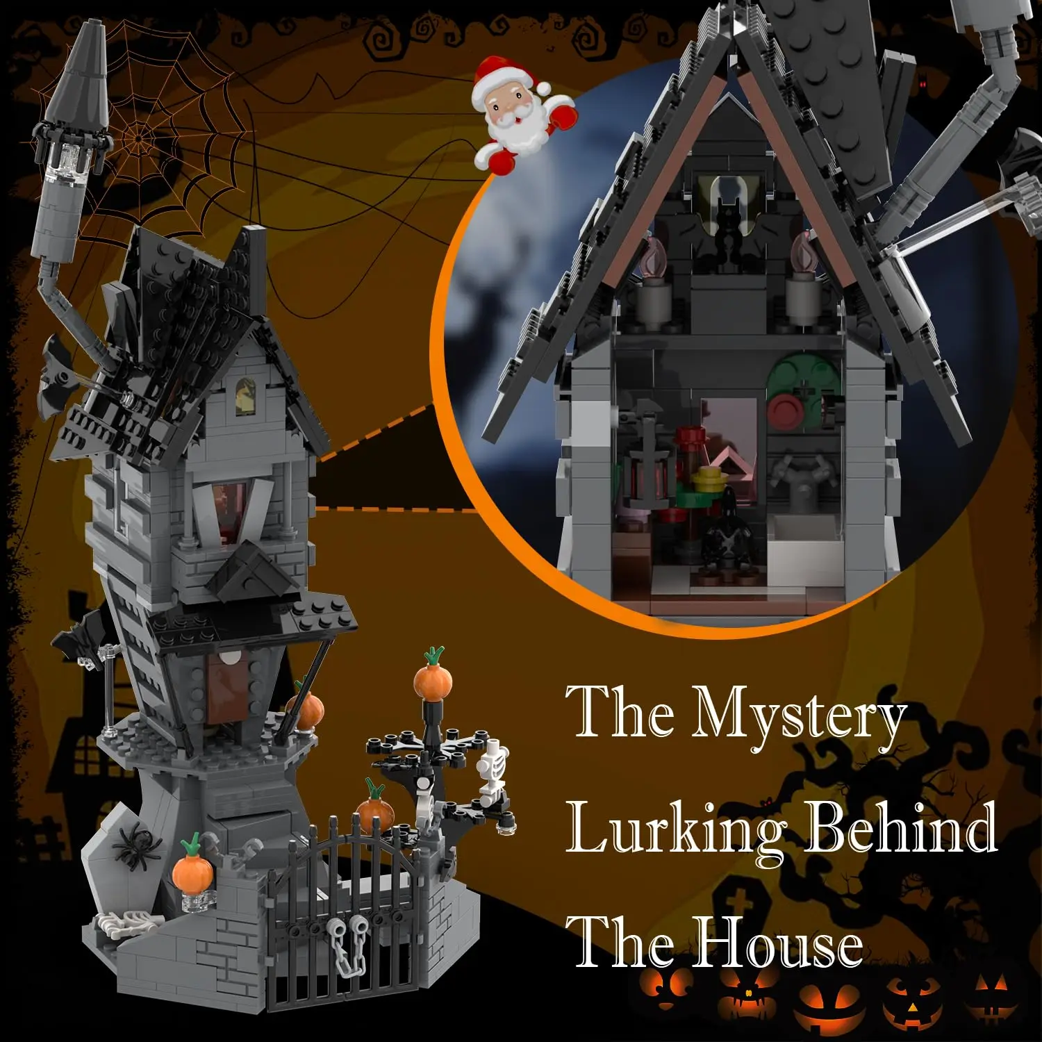 Bloques de construcción castillo de Halloween con calabaza y esqueleto - imagen 4