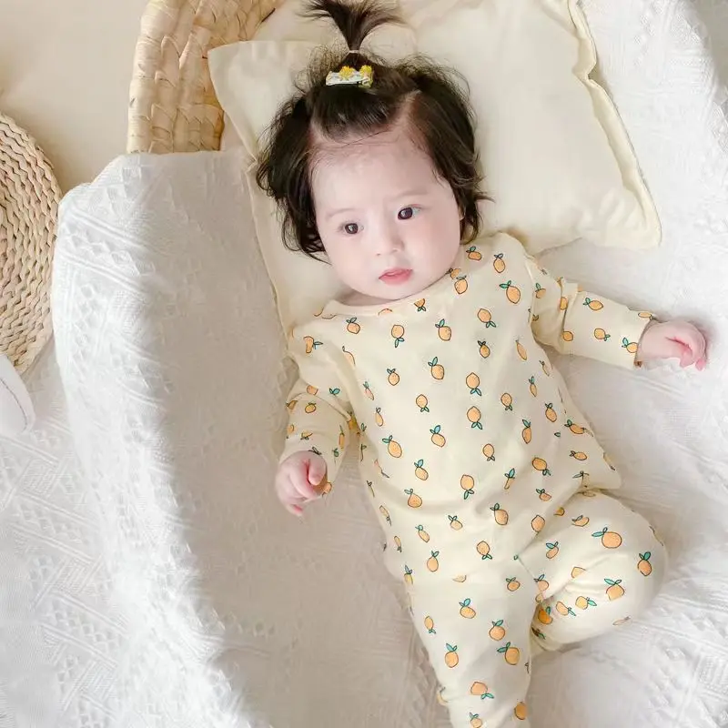 Ropa de dormir bonita de dibujos animados para bebé, conjuntos de pijamas de fruta dulce para niño y niña, ropa de dormir de cintura alta de algodón suave para chico joven - imagen 3